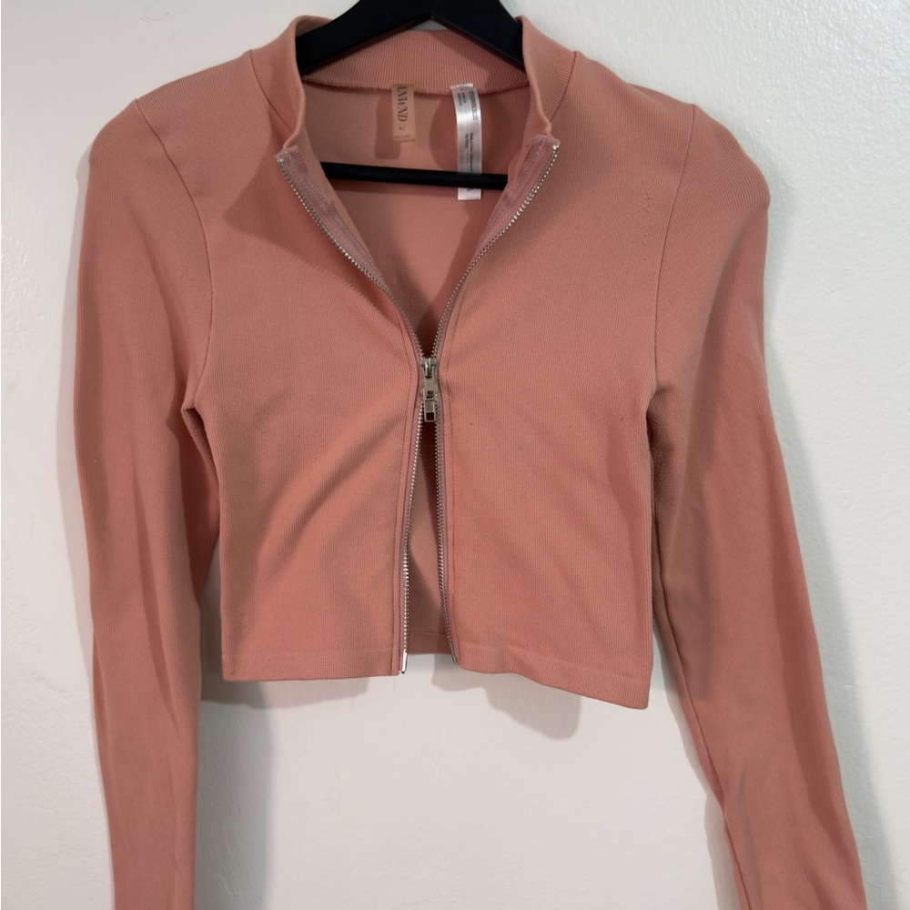 ANWND Women’s Pink Cropped Top Long Sleeve Sports Jacket Size M/L